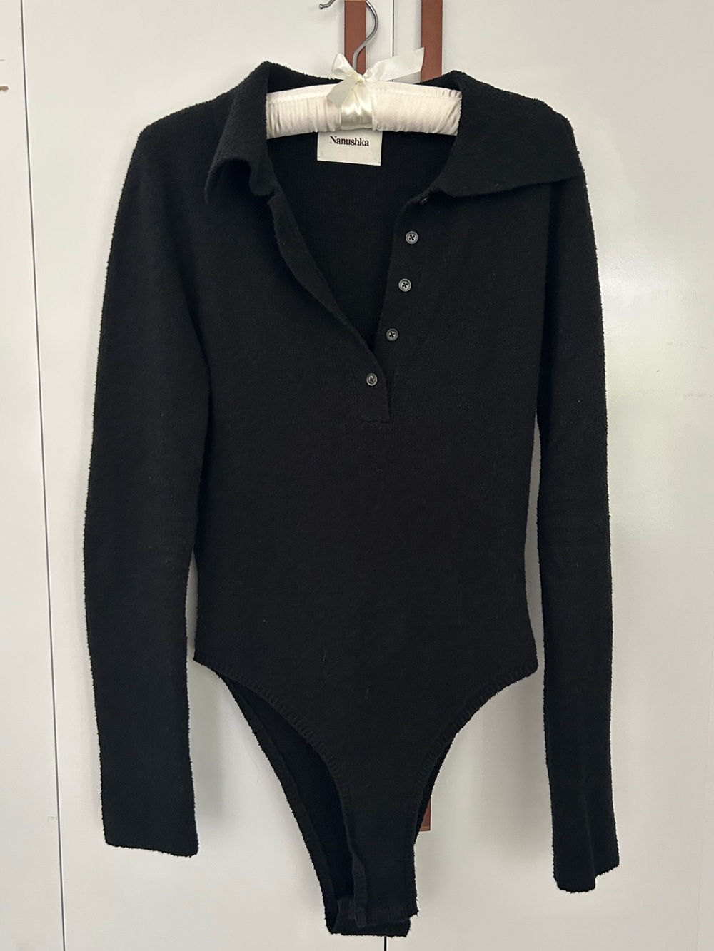 Nanushka Long-Sleeve Terry Bodysuit (Large)